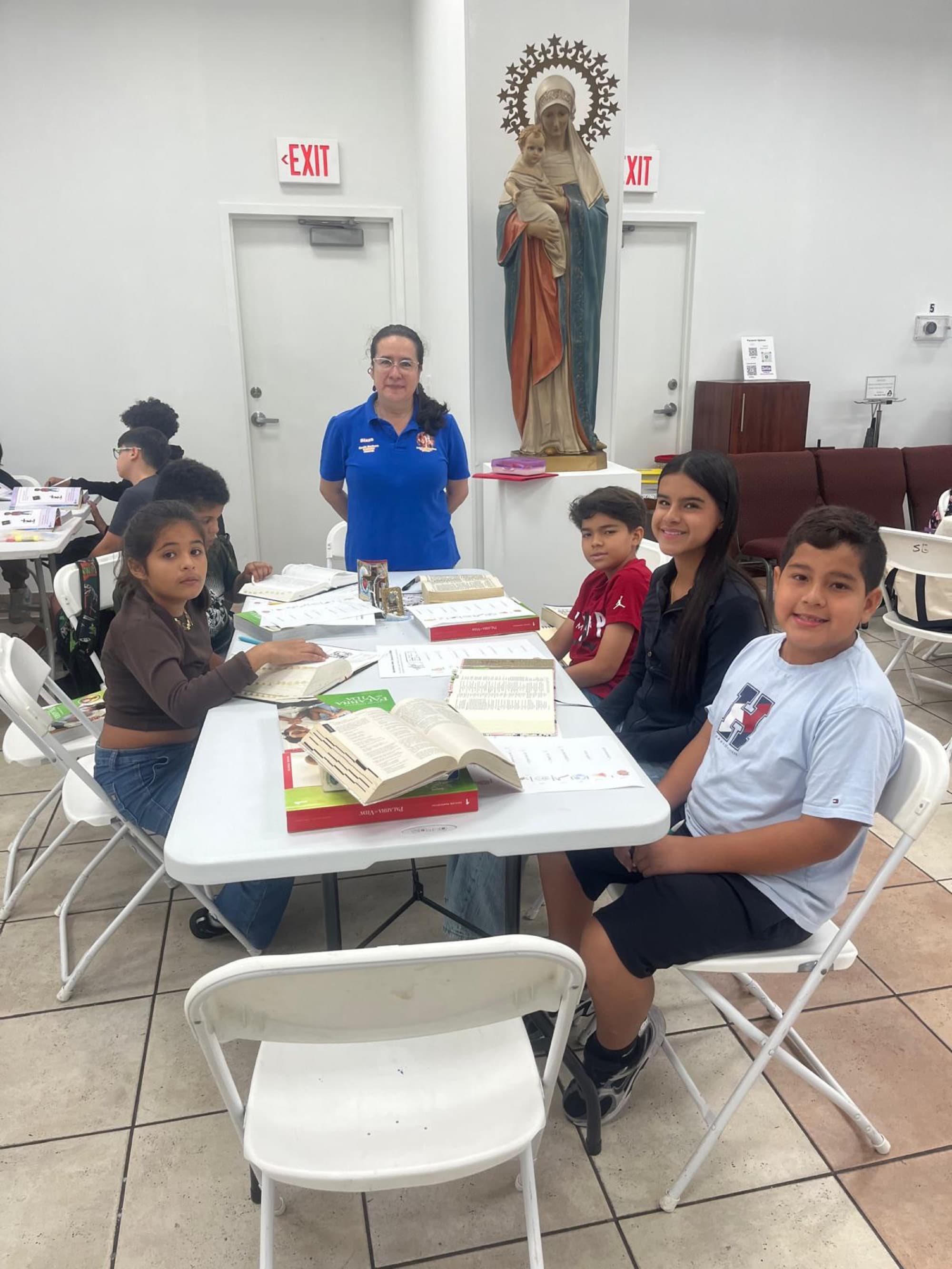CCD classroom with catechist and students